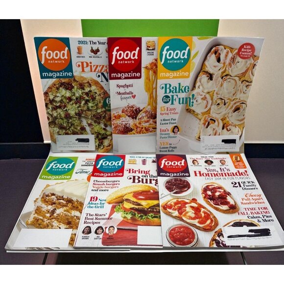 Food Network Magazine Lot 6 Issues 2021 Recipes Features Pasta Burgers Cakes - Picture 1 of 16